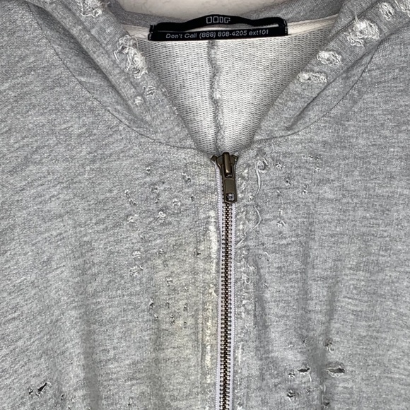UNIF Grey Distressed Swing Style Zip Hoodie Jacket - Picture 2 of 9